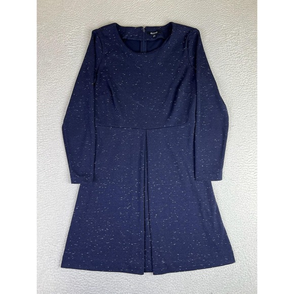 Madewell Dresses & Skirts - Madewell Womens 4 Blue Knit Fit & Flare Dress Long‎ Sleeve Pleated E6044
